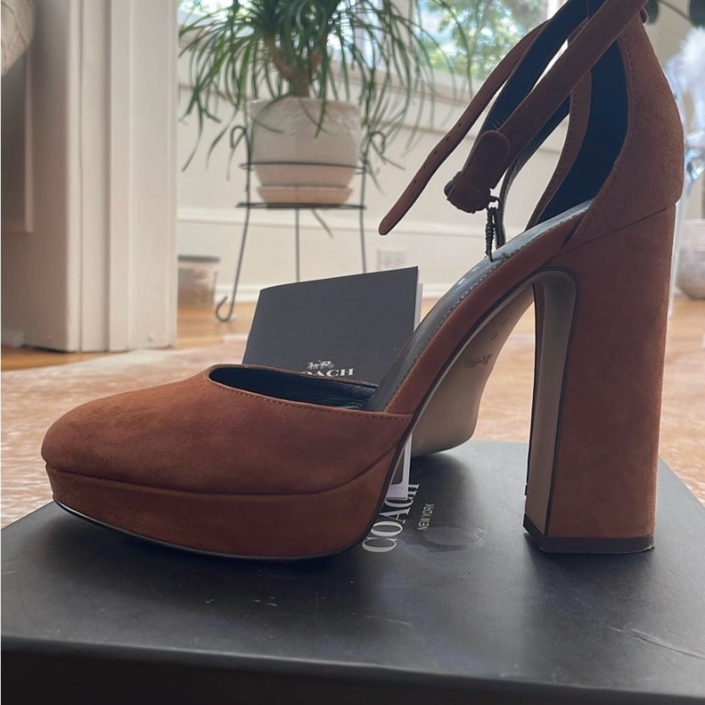 Coach Women's Brown Suede Platform Heels (pre-owned)